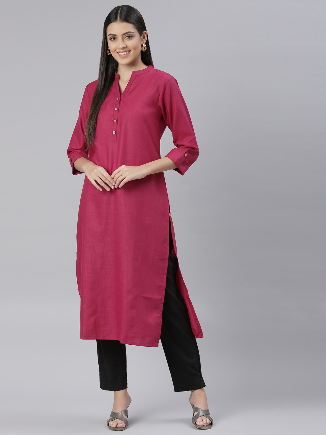 

The Chennai Silks Women Pure Cotton Kurta, Magenta