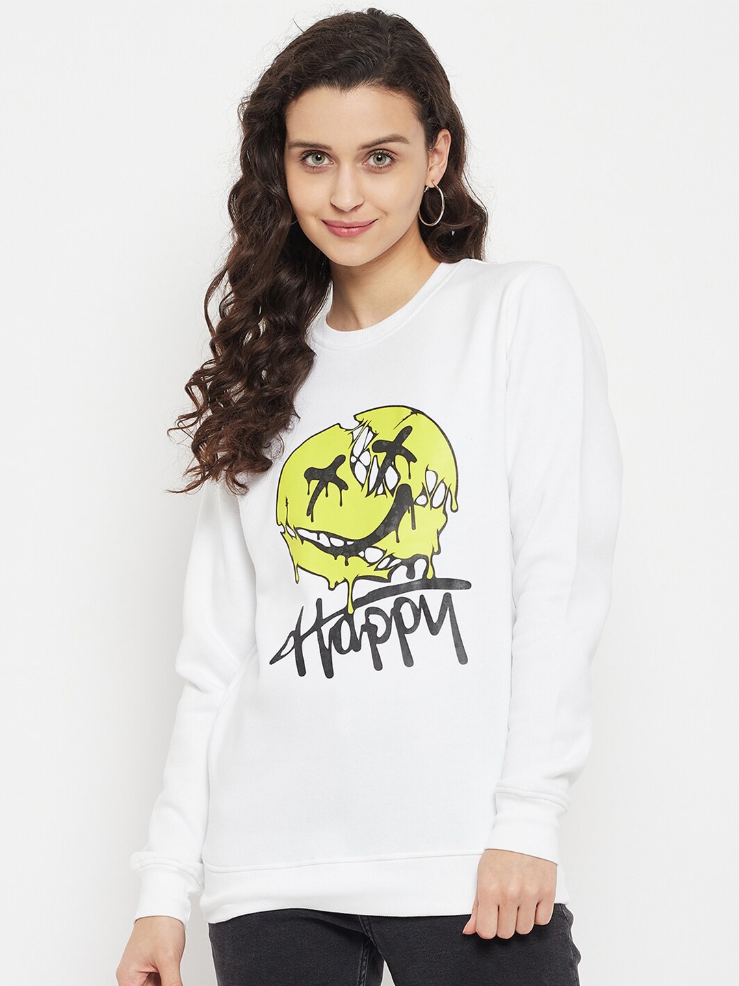 

Wear Your Mind Women Graphic Printed Sweatshirt, White