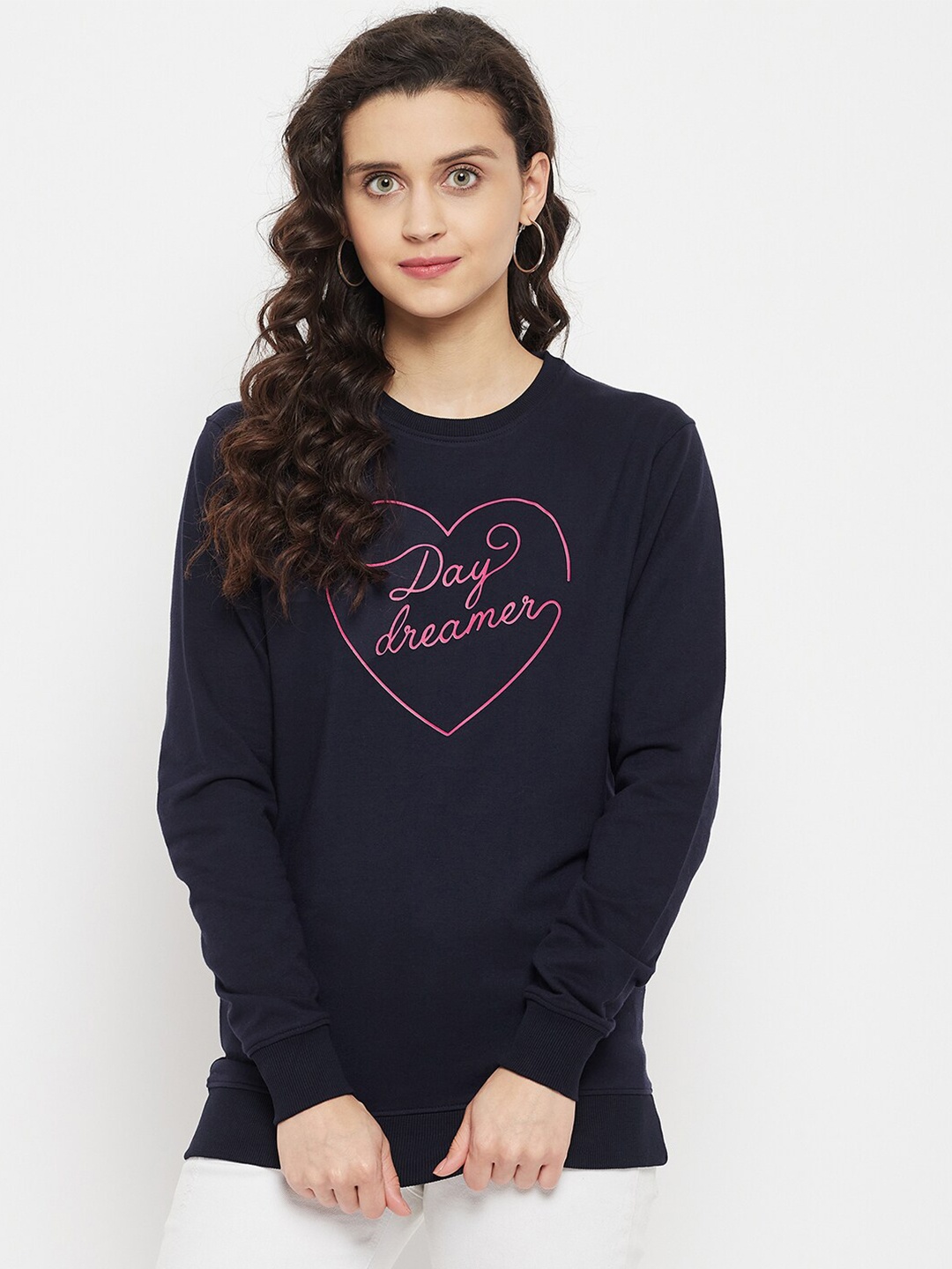 

Wear Your Mind Women Printed Sweatshirt, Navy blue