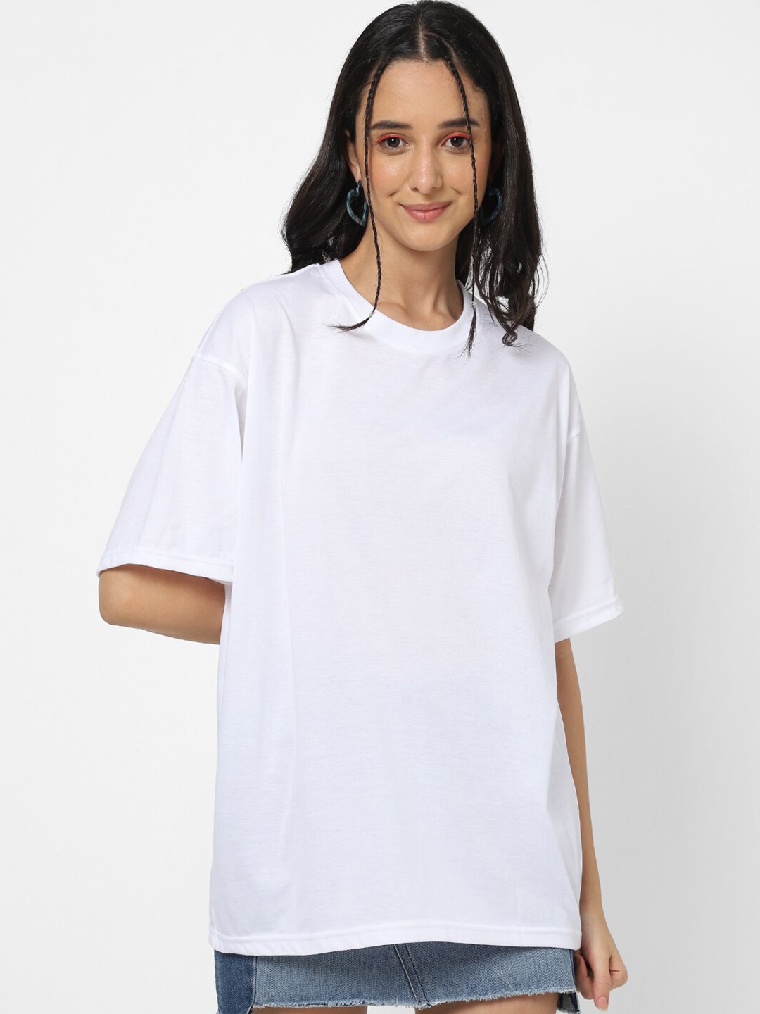 

VASTRADO Women Oversize Fit Cotton T-shirt, White