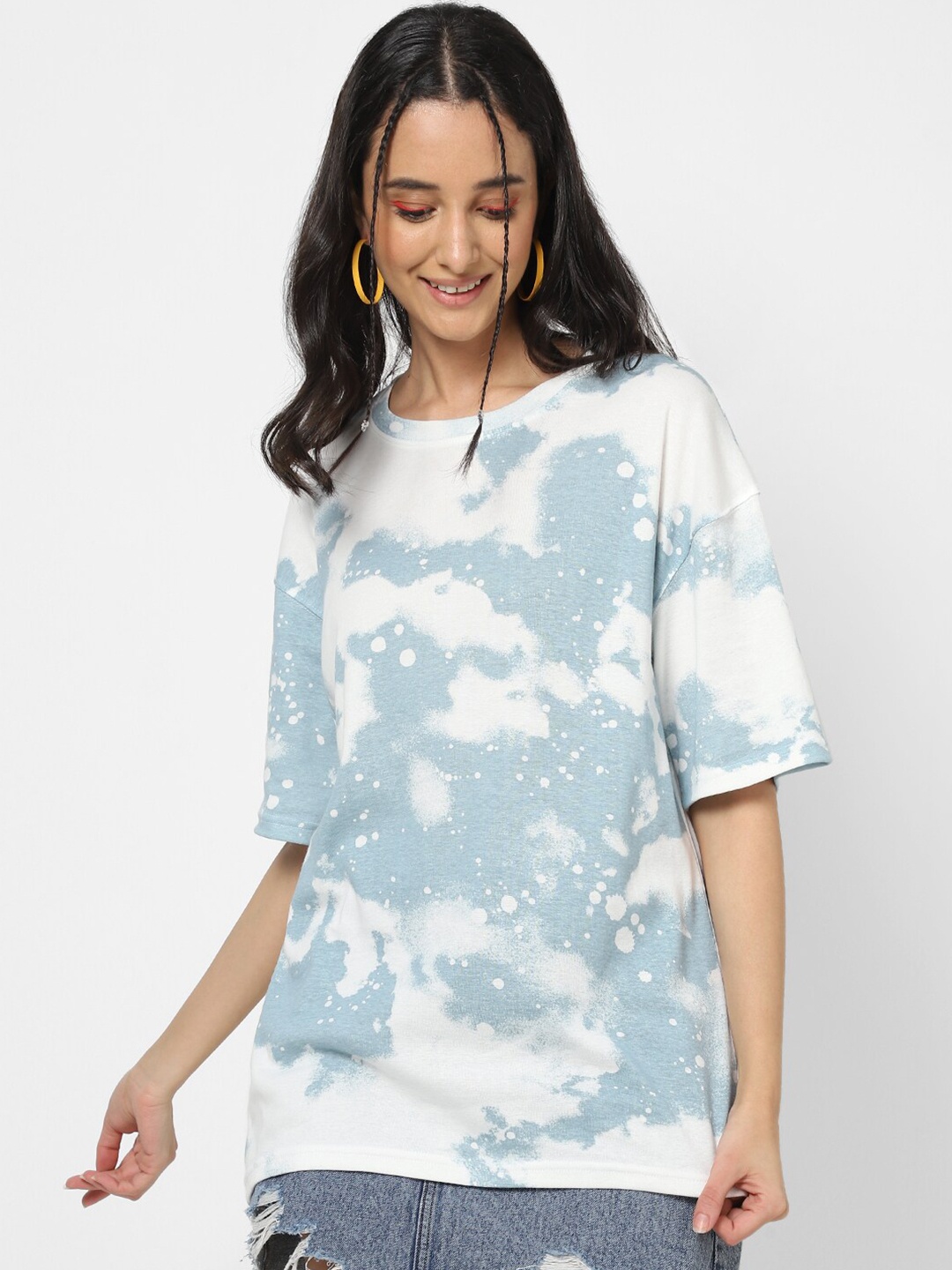

VASTRADO Cotton Tye-dye Oversized T-Shirt, White