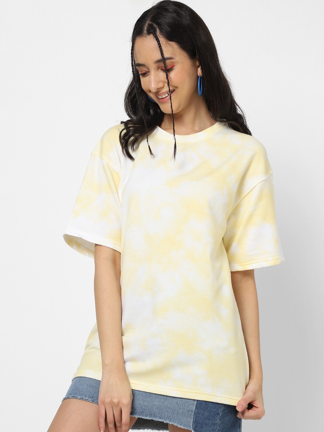 

VASTRADO Cotton Tye-Dye Oversized T-Shirt, Yellow