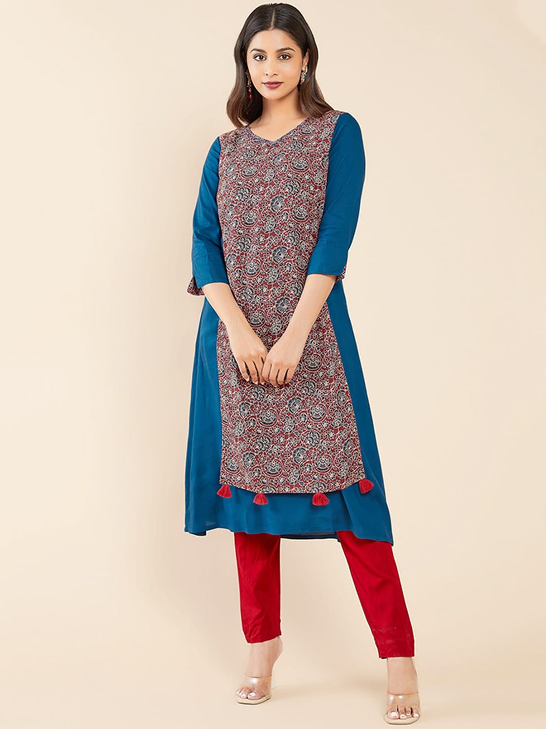 

Maybell Women Ethnic Motifs Printed Indie Prints Kurta, Blue