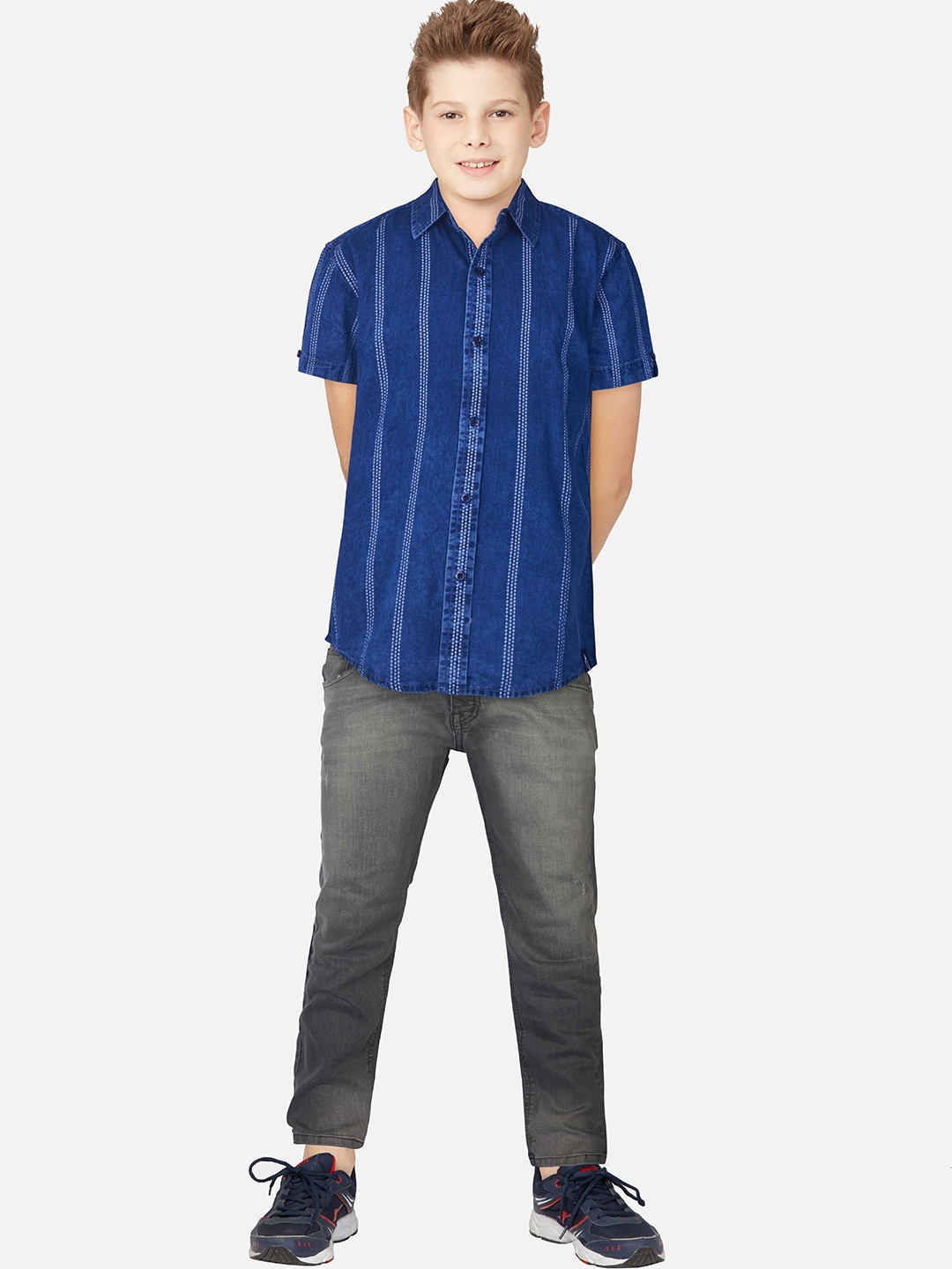 

Gini and Jony Boys Printed Casual Cotton Shirt, Blue