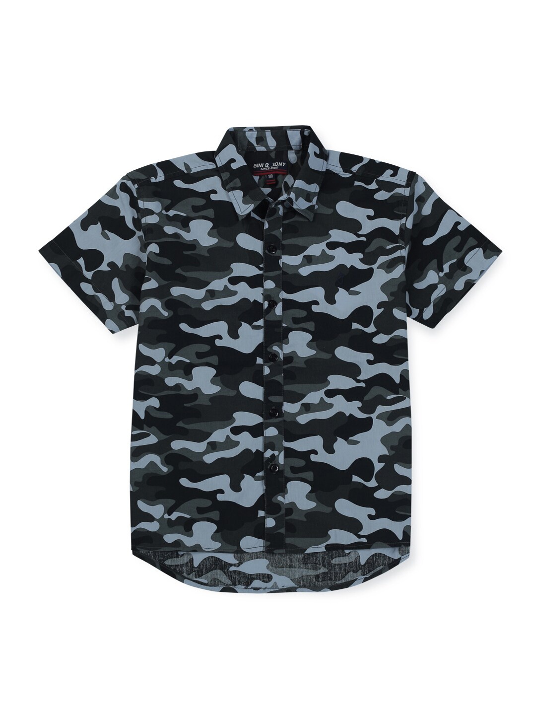 

Gini and Jony Boys Camouflage Printed Casual Cotton Shirt, Black