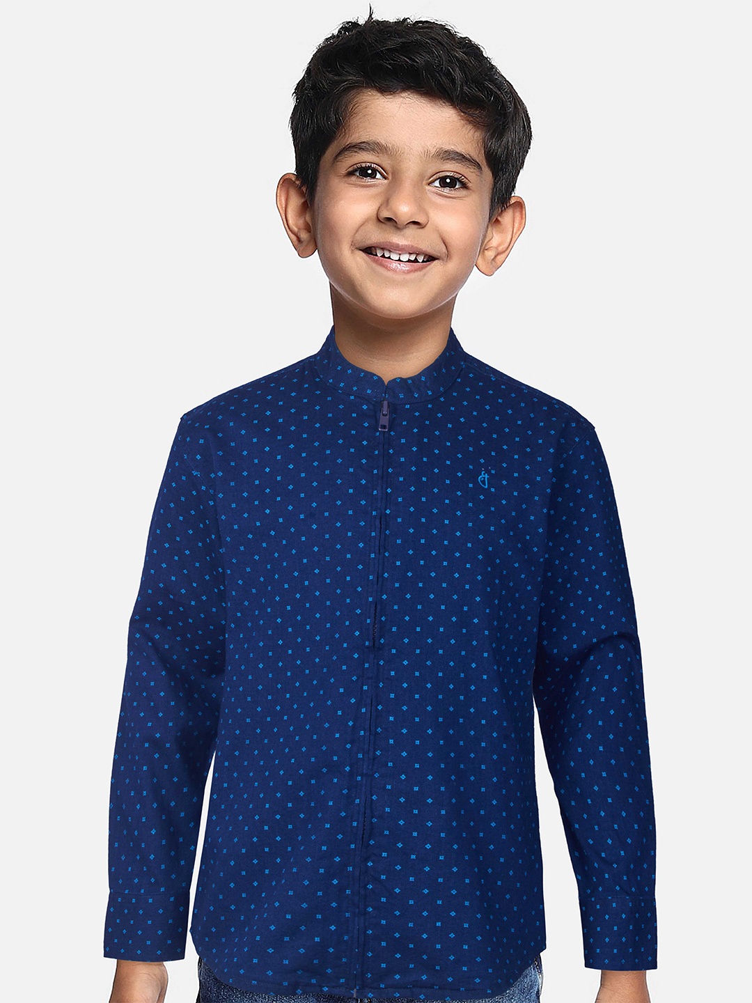 

Gini and Jony Boys Printed Casual Cotton Shirt, Navy blue