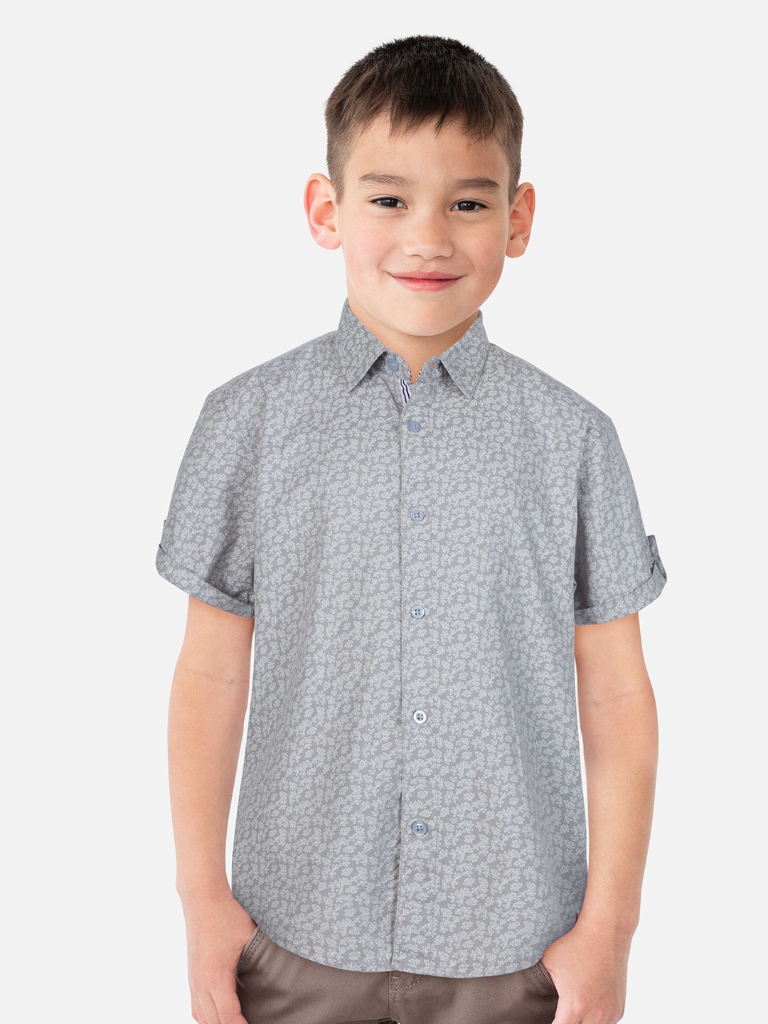 

Gini and Jony Boys Printed Casual Cotton Shirt, Grey
