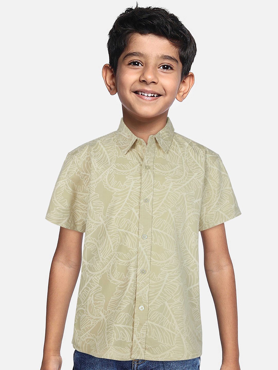 

Gini and Jony Boys Printed Casual Cotton Shirt, Beige