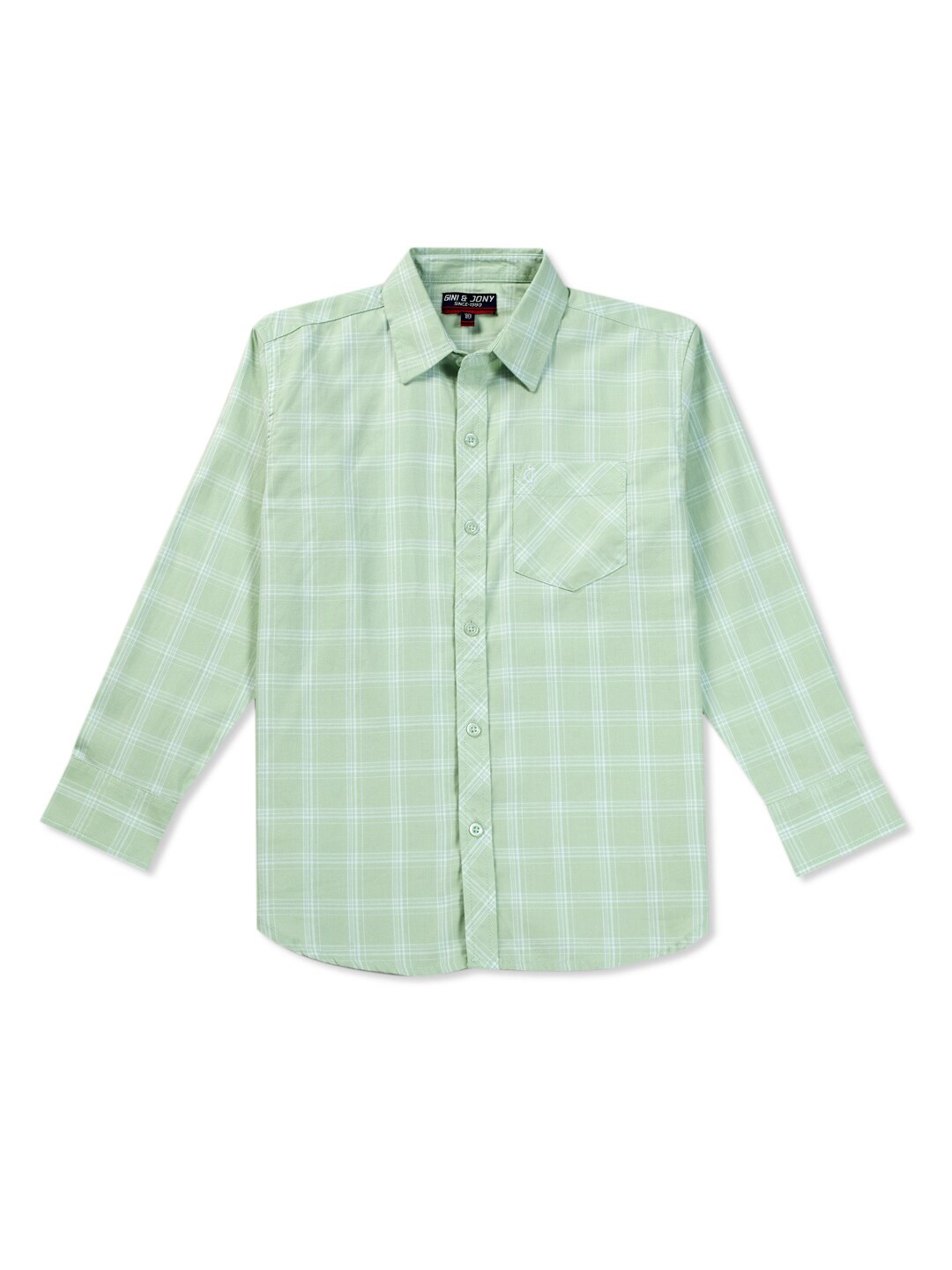 

Gini and Jony Boys Checked Casual Cotton Shirt, Green