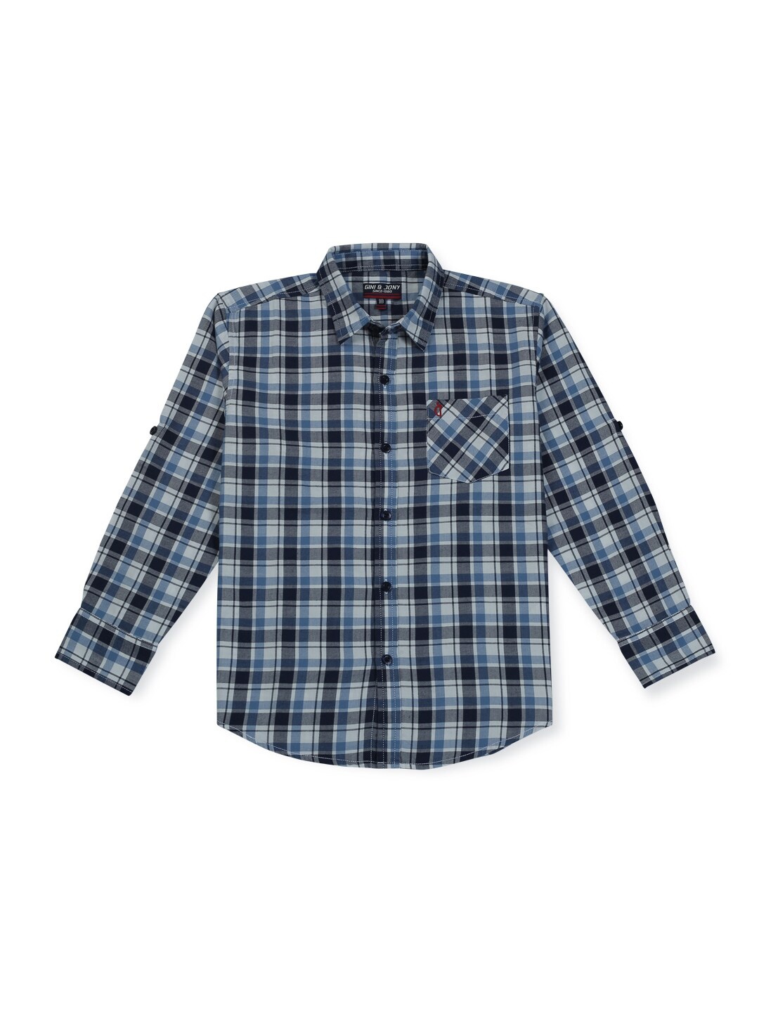

Gini and Jony Boys Tartan Checked Casual Shirt, Navy blue