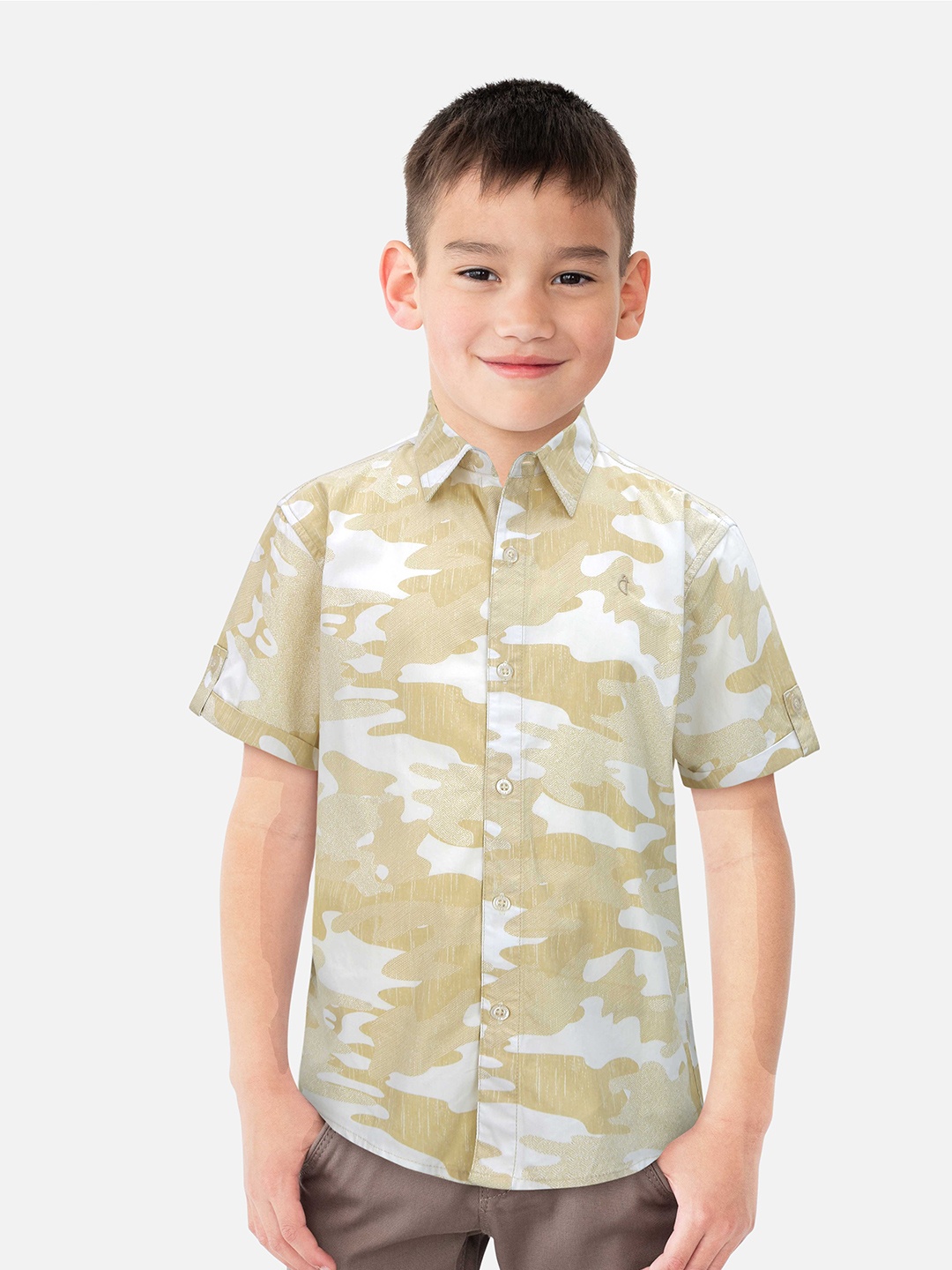 

Gini and Jony Boys Printed Casual Shirt, Beige