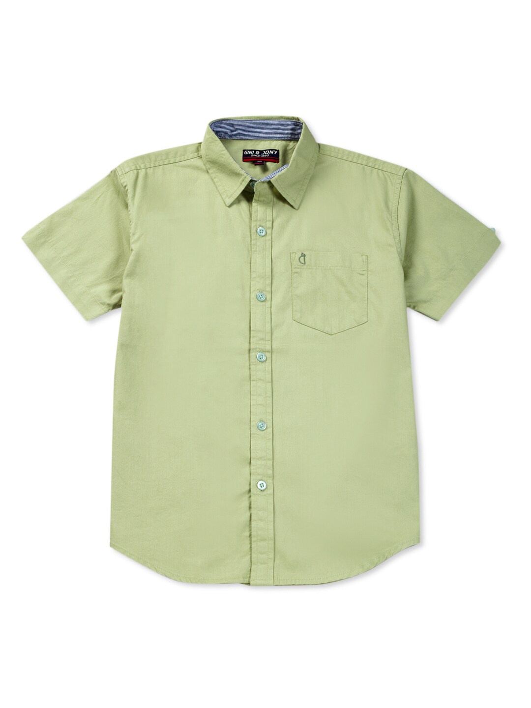 

Gini and Jony Boys Casual Spread Collar Cotton Shirt, Green