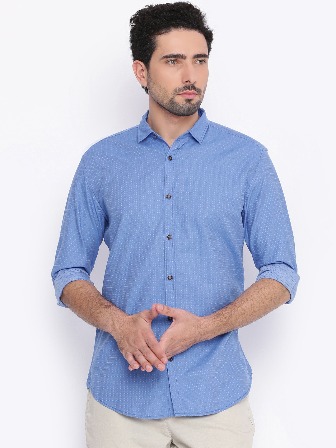 

Nature Casuals Men Blue Slim Fit Self Design Casual Shirt