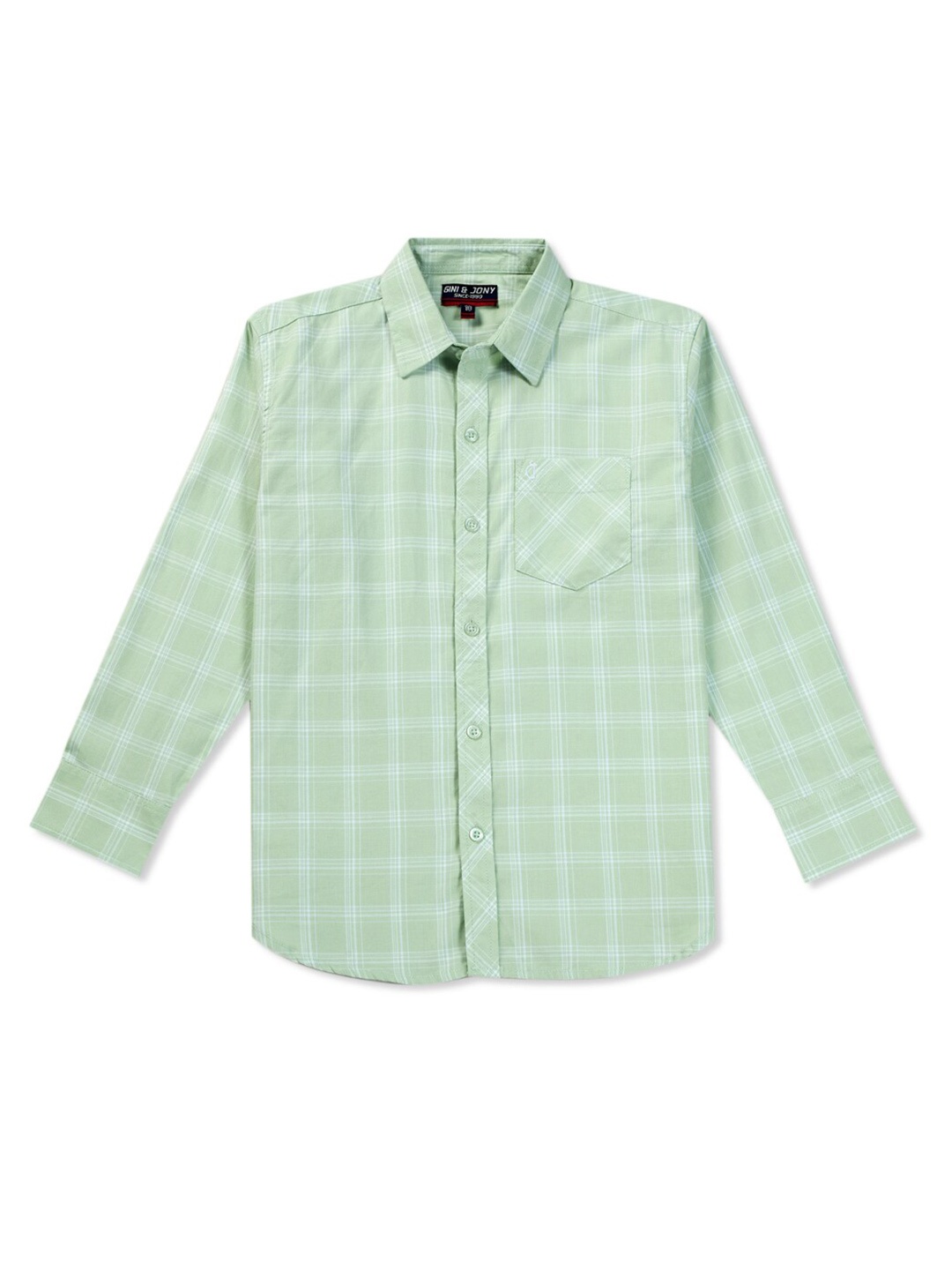 

Gini and Jony Boys Shepherd Checks Checked Casual Shirt, Green