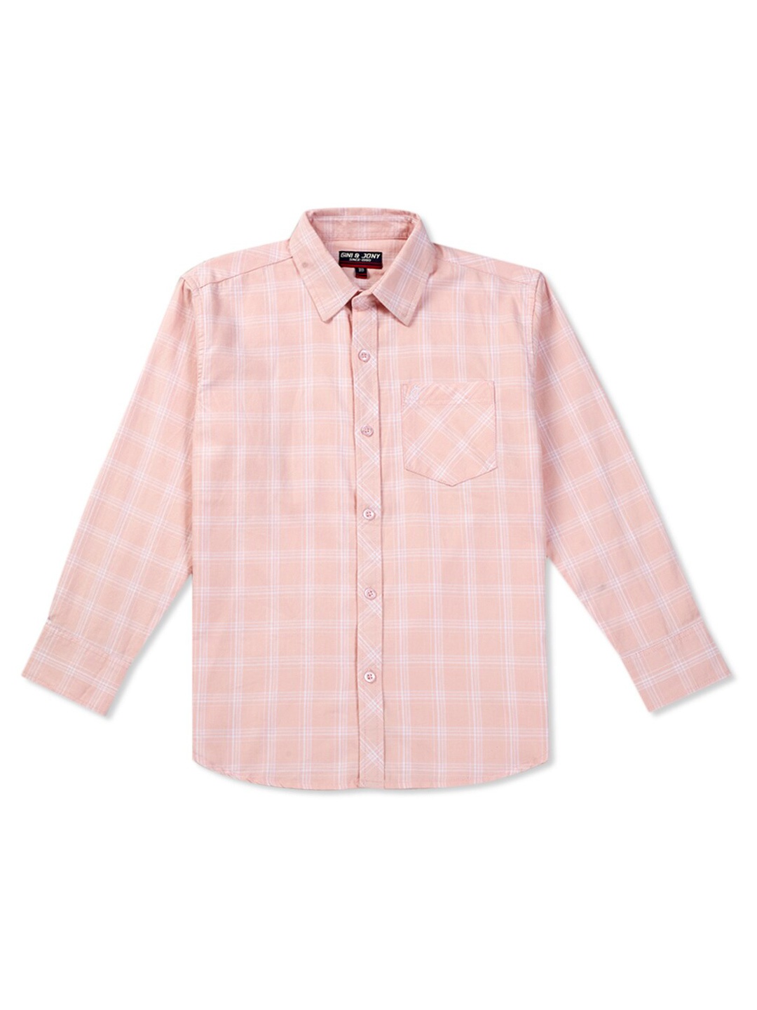 

Gini and Jony Boys Shepherd Checks Checked Casual Shirt, Pink