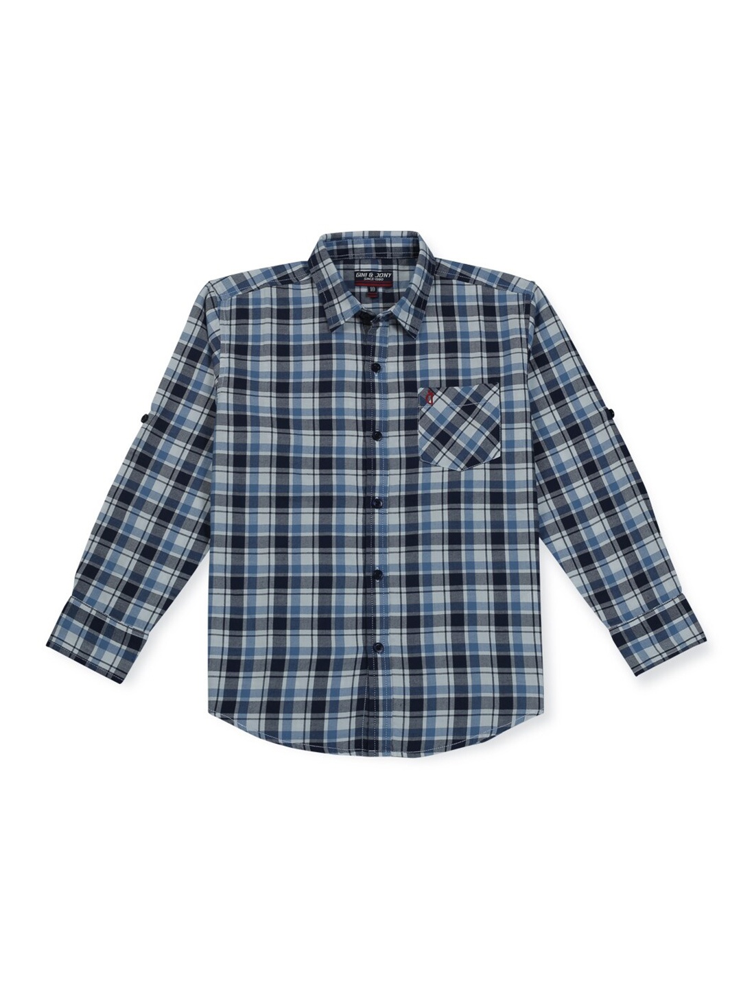 

Gini and Jony Boys Tartan Checked Casual Shirt, Navy blue