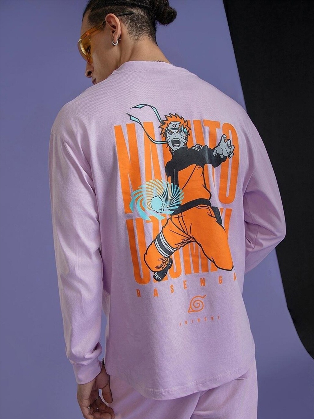 

Bewakoof Men Printed Loose Fit Cotton T-shirt, Purple
