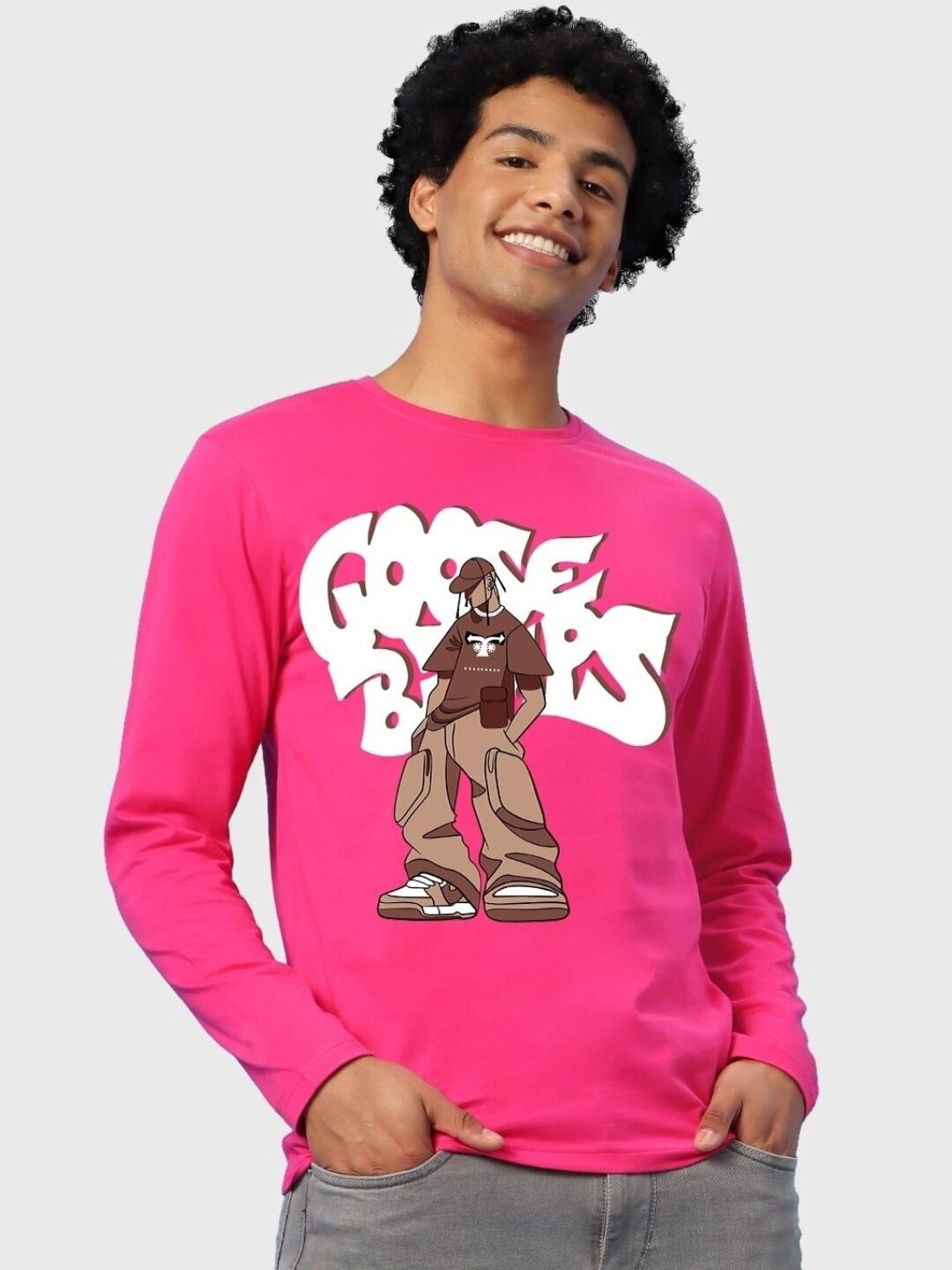 

Bewakoof Men Pink Printed Applique T-shirt