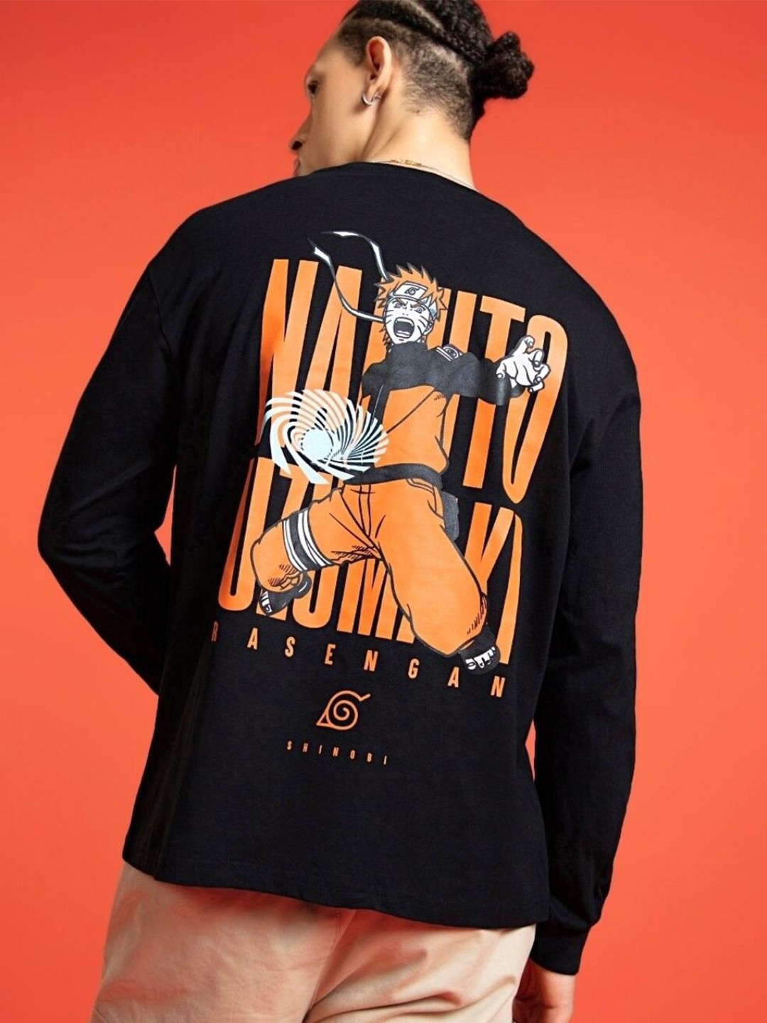 

Bewakoof Men Naruto Printed Cotton Loose T-shirt, Black