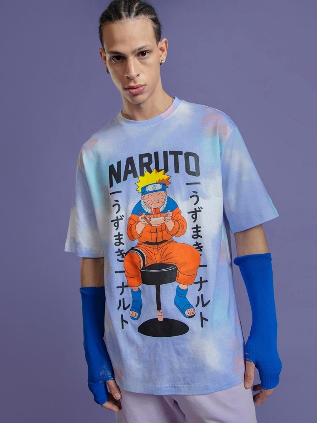 

Bewakoof Men Printed Loose Fit Cotton T-shirt, Blue
