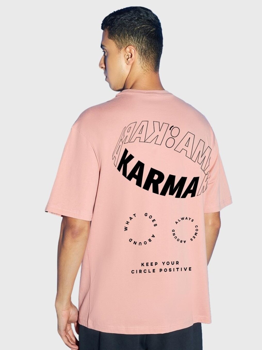 

Bewakoof Men Typography Printed Drop-Shoulder Sleeves Cotton Loose T-shirt, Peach