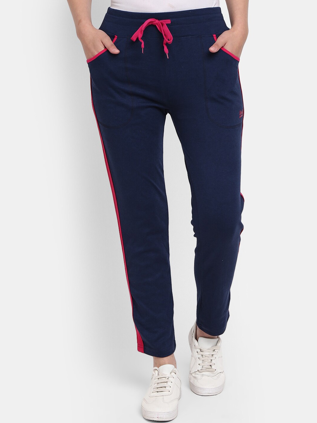 

V-Mart Women Cotton Interlock Track Pants, Navy blue