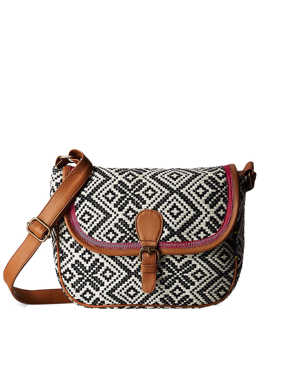 

Kanvas Katha Geometric Structured Sling Bag, Black
