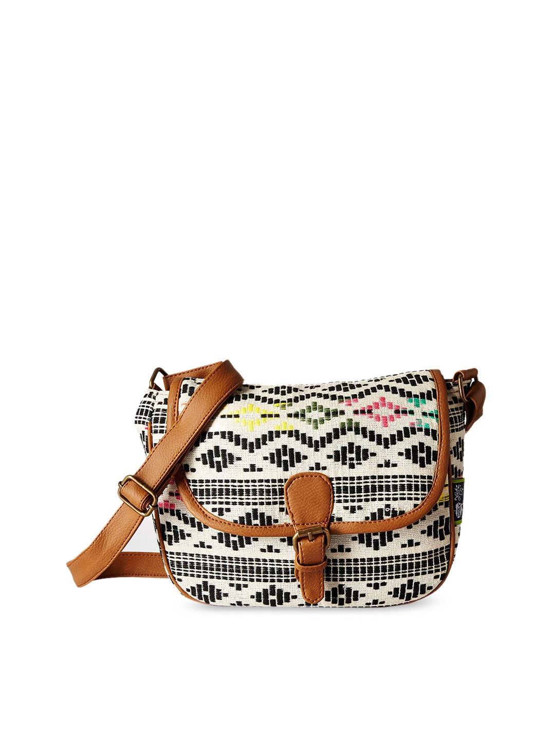 

Kanvas Katha Geometric Bucket Shoulder Bag, Black