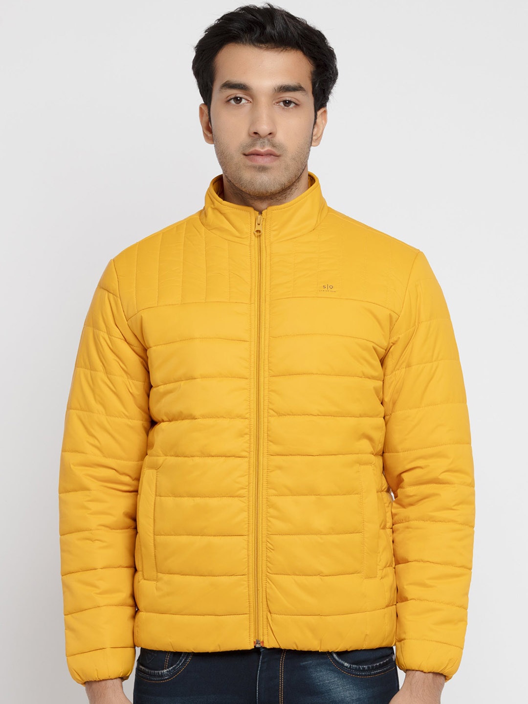 

Status Quo Men Mock Collar Puffer Jacket, Mustard