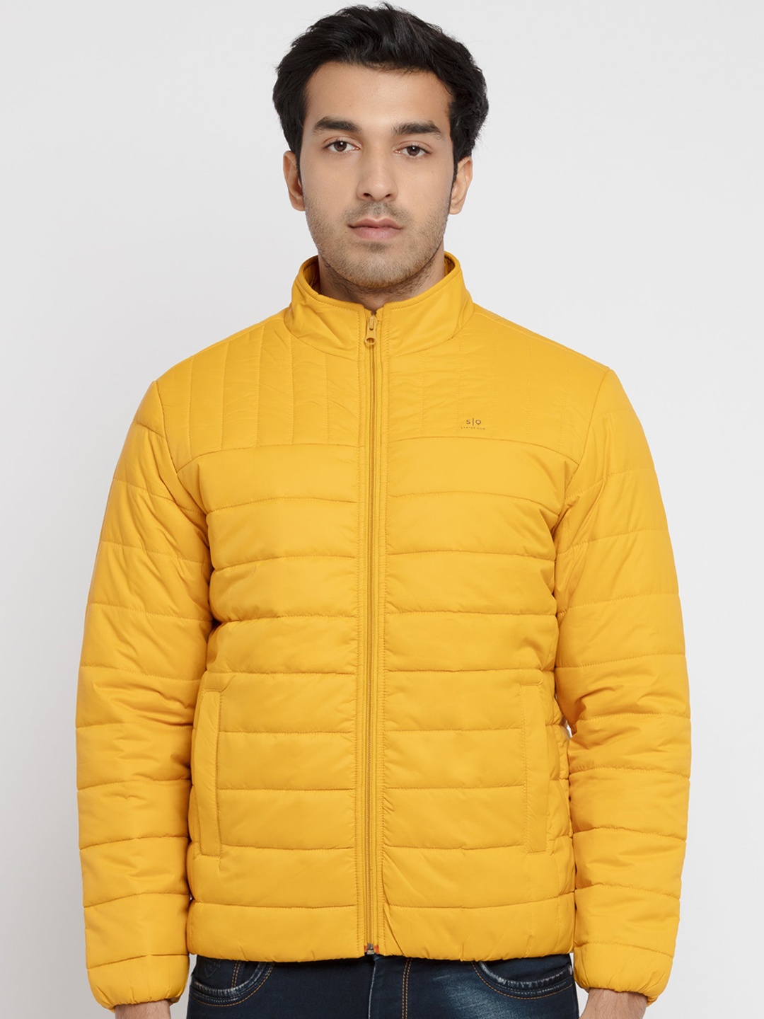 

Status Quo Men Mock Collar Puffer Jacket, Mustard