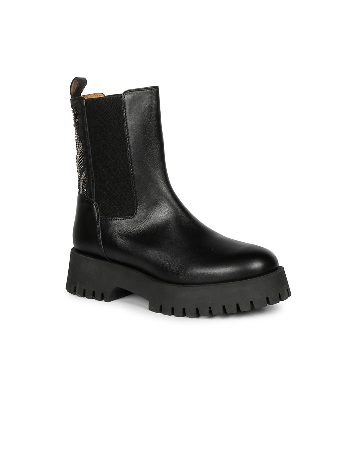 

Saint G Women Leather High-Top Winter Boots, Black