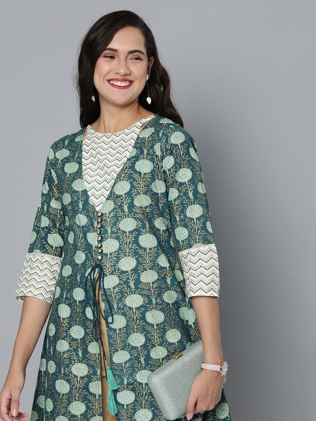 

HERE&NOW Women Ethnic Motifs Printed Kurta, Blue