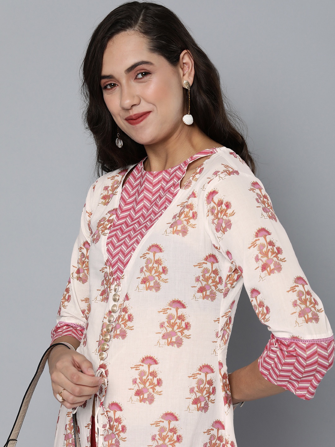 

HERE&NOW Women Ethnic Motifs Printed Kurta, White