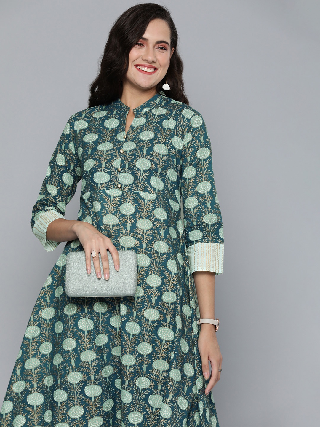 

HERE&NOW Women Ethnic Motifs Printed Kurta, Blue