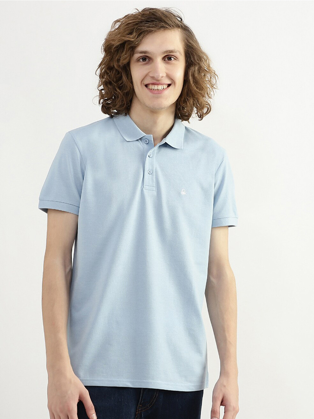 

United Colors of Benetton Men Polo Collar T-shirt, Blue