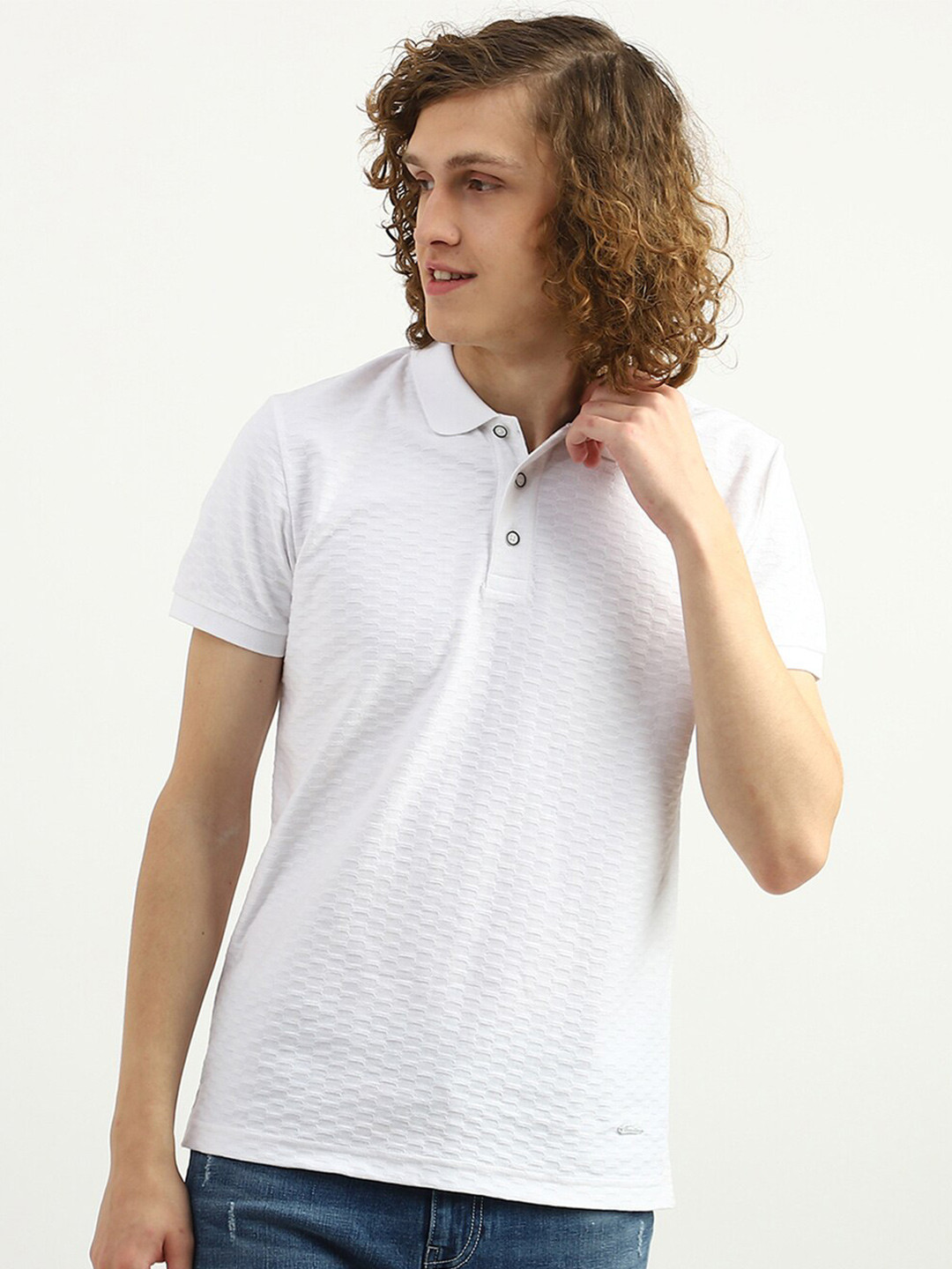 

United Colors of Benetton Men Polo Collar Cotton T-shirt, White
