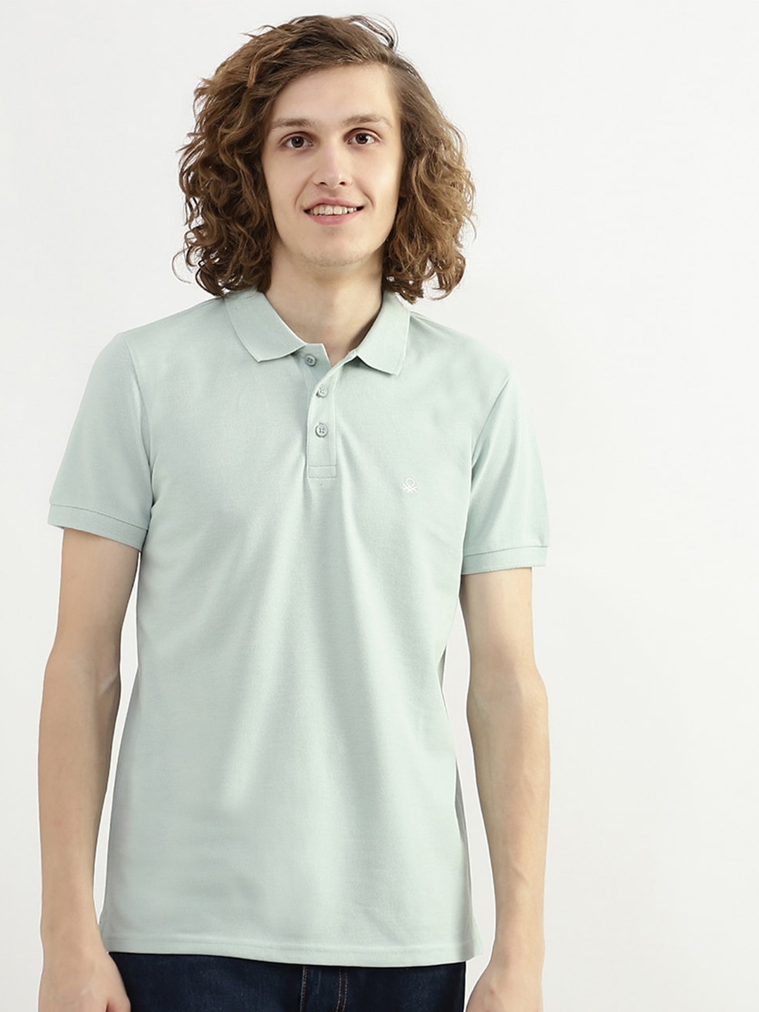 

United Colors of Benetton Men Polo Collar T-shirt, Green