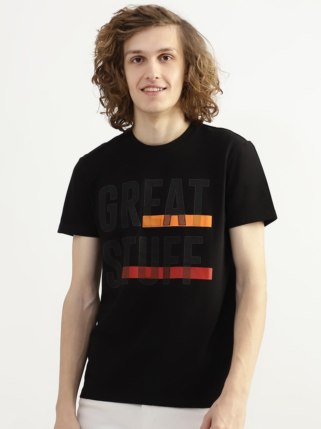 

United Colors of Benetton Men Cotton Typography Printed T-shirt, Black