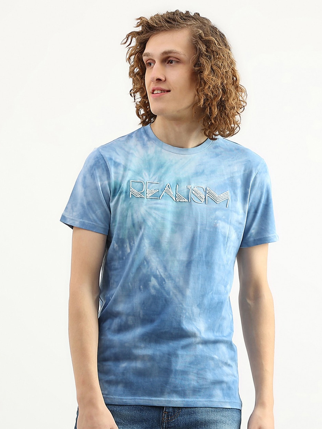 

United Colors of Benetton Men Printed Loose Fit Cotton T-shirt, Blue