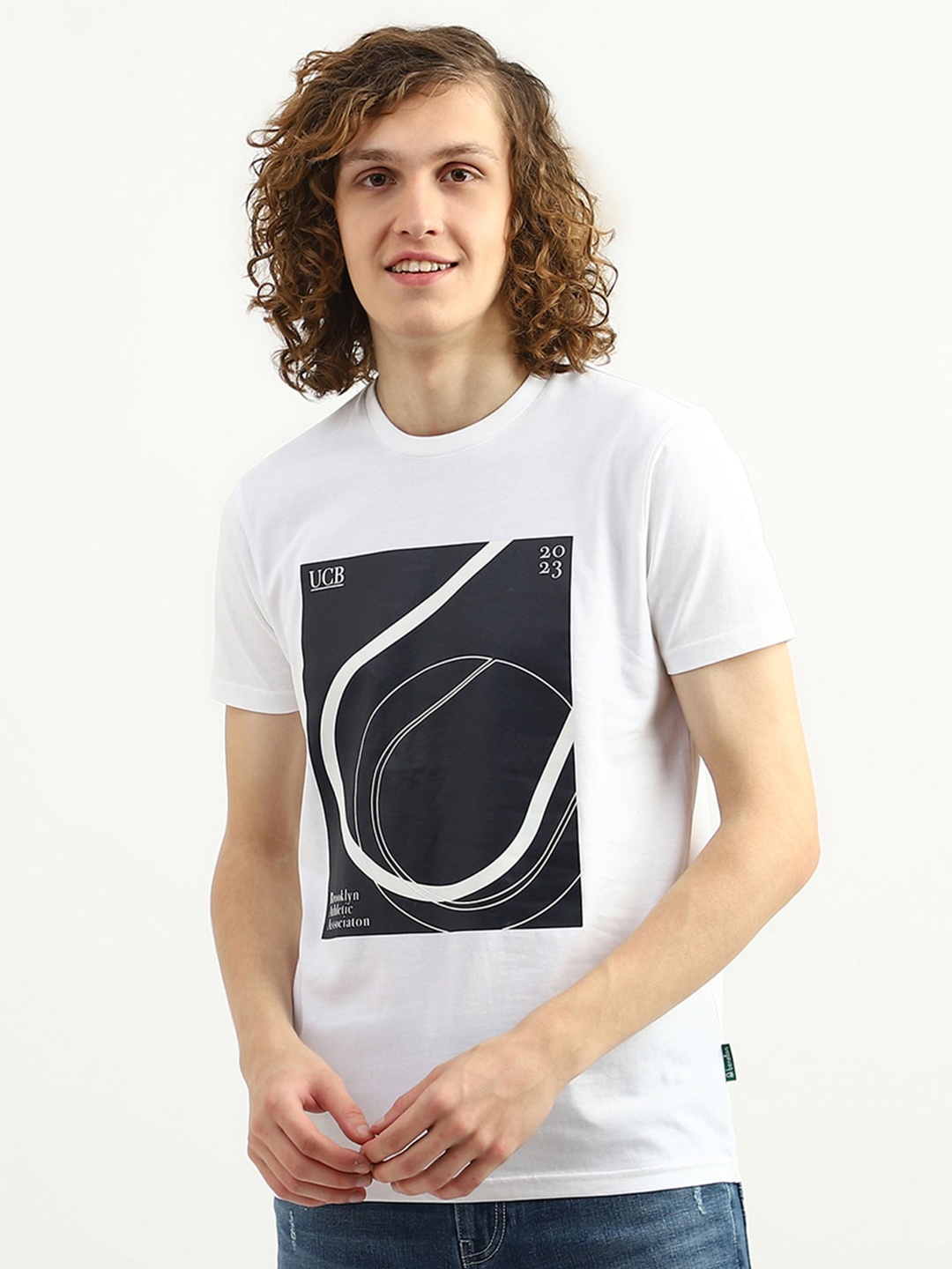 

United Colors of Benetton Men Printed Cotton T-shirt, White