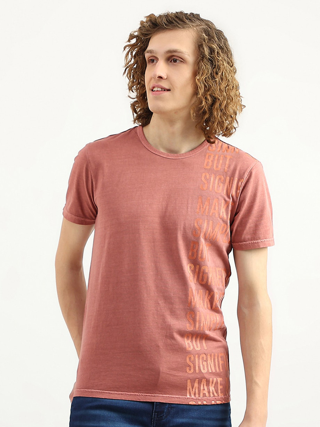 

United Colors of Benetton Men Typography Printed Cotton T-shirt, Red