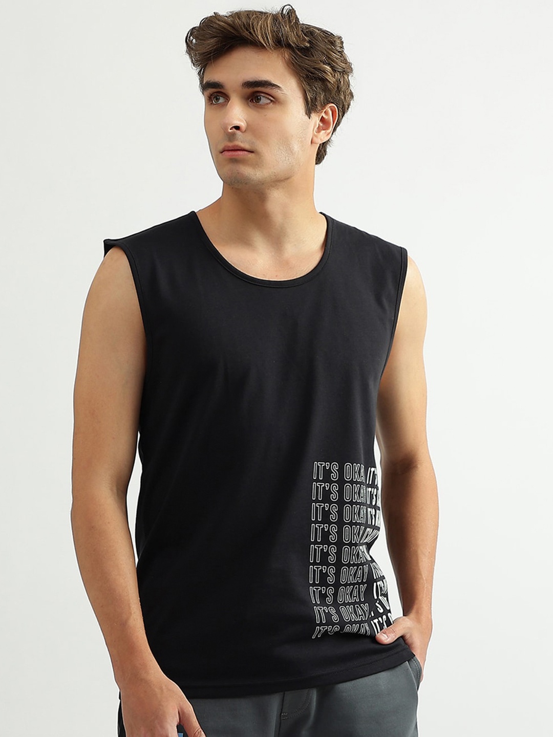 

United Colors of Benetton Men Typography Printed Cotton T-shirt, Black