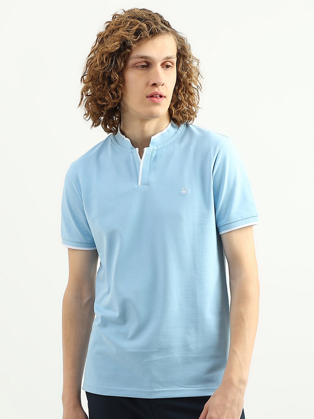 

United Colors of Benetton Men Polo Collar Cotton T-shirt, Blue