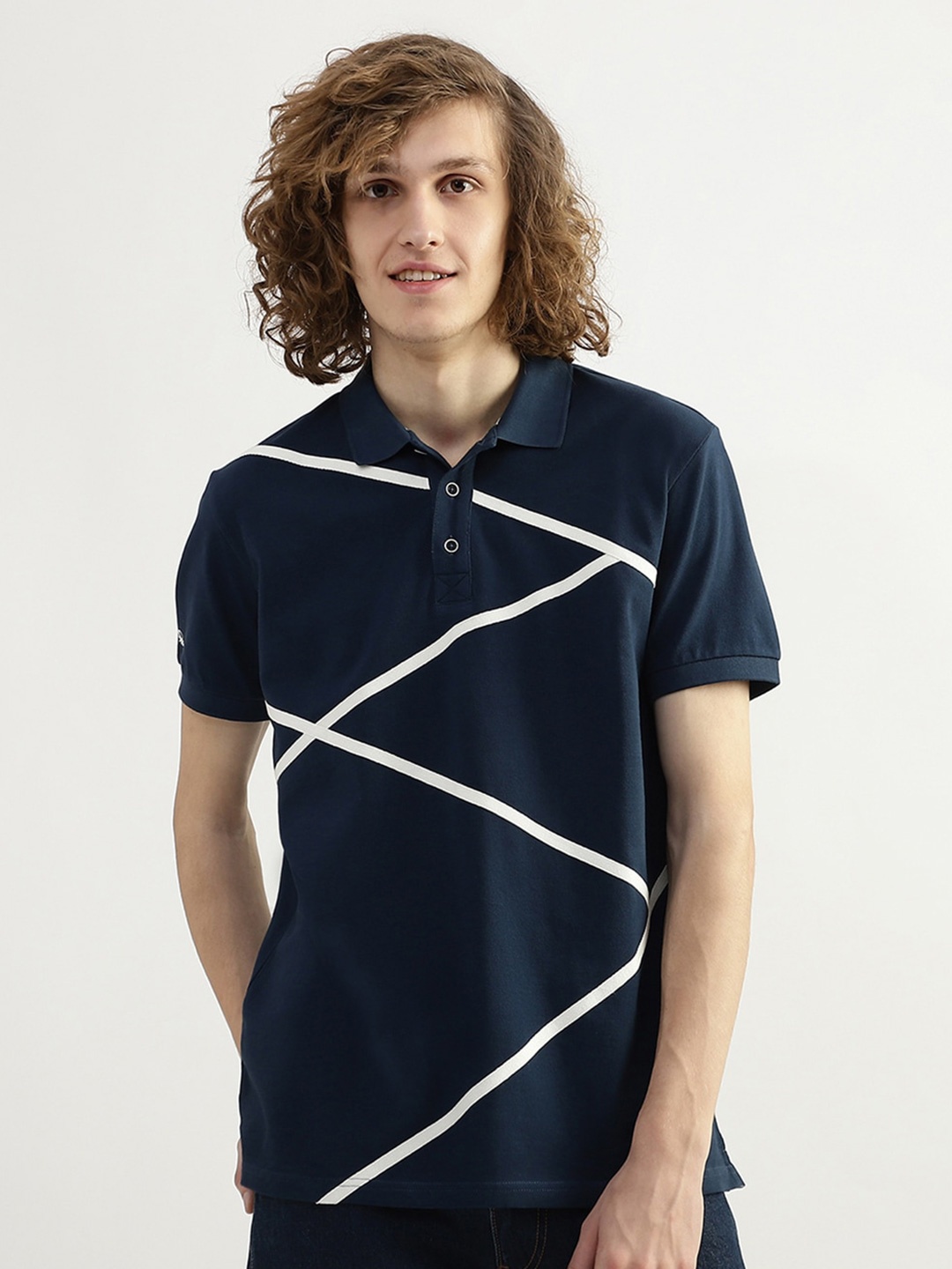 

United Colors of Benetton Men Polo Collar Cotton T-shirt, Navy blue