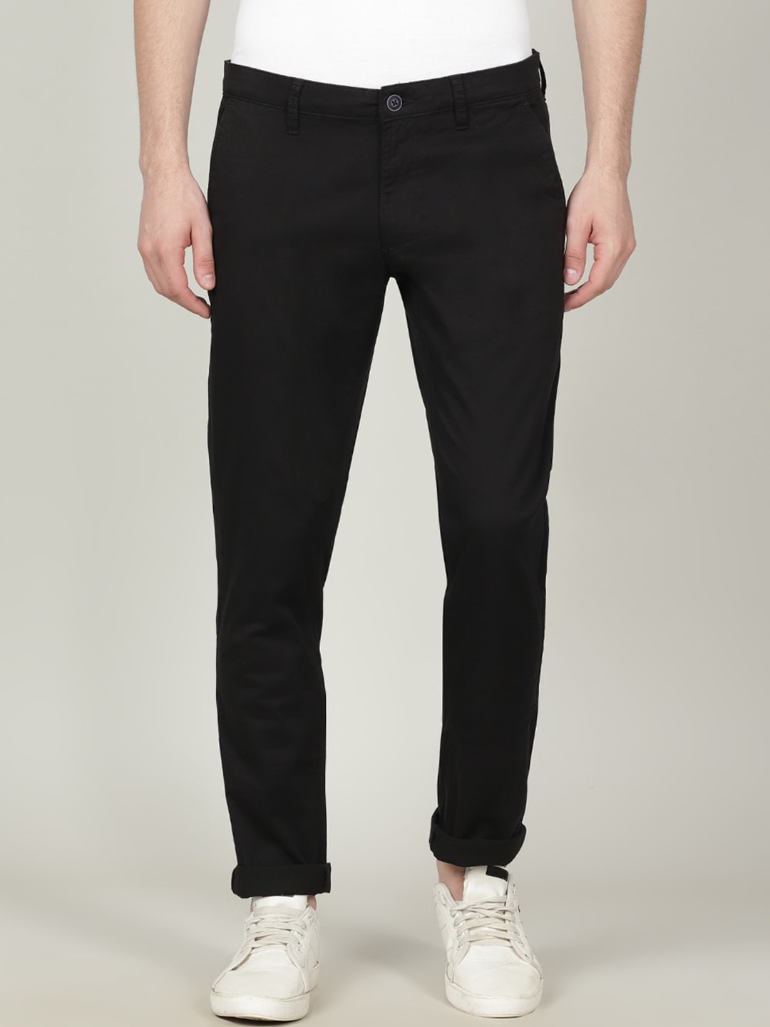 

Crocodile Men Tailored Slim Fit Cotton Trousers, Black