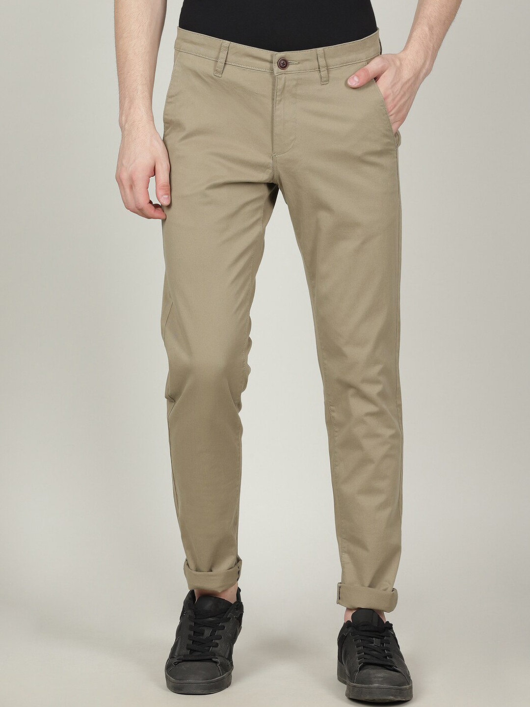 

Crocodile Men Cotton Tailored Slim Fit Regular Trousers, Khaki
