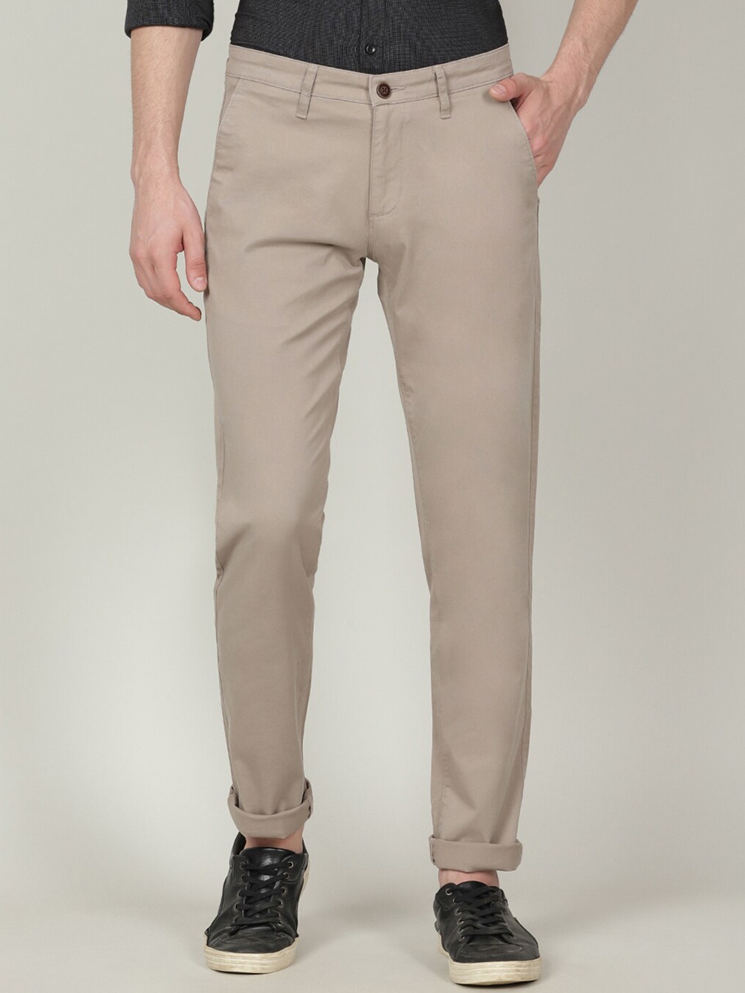 

Crocodile Men Cotton Tailored Slim Fit Trousers, Beige