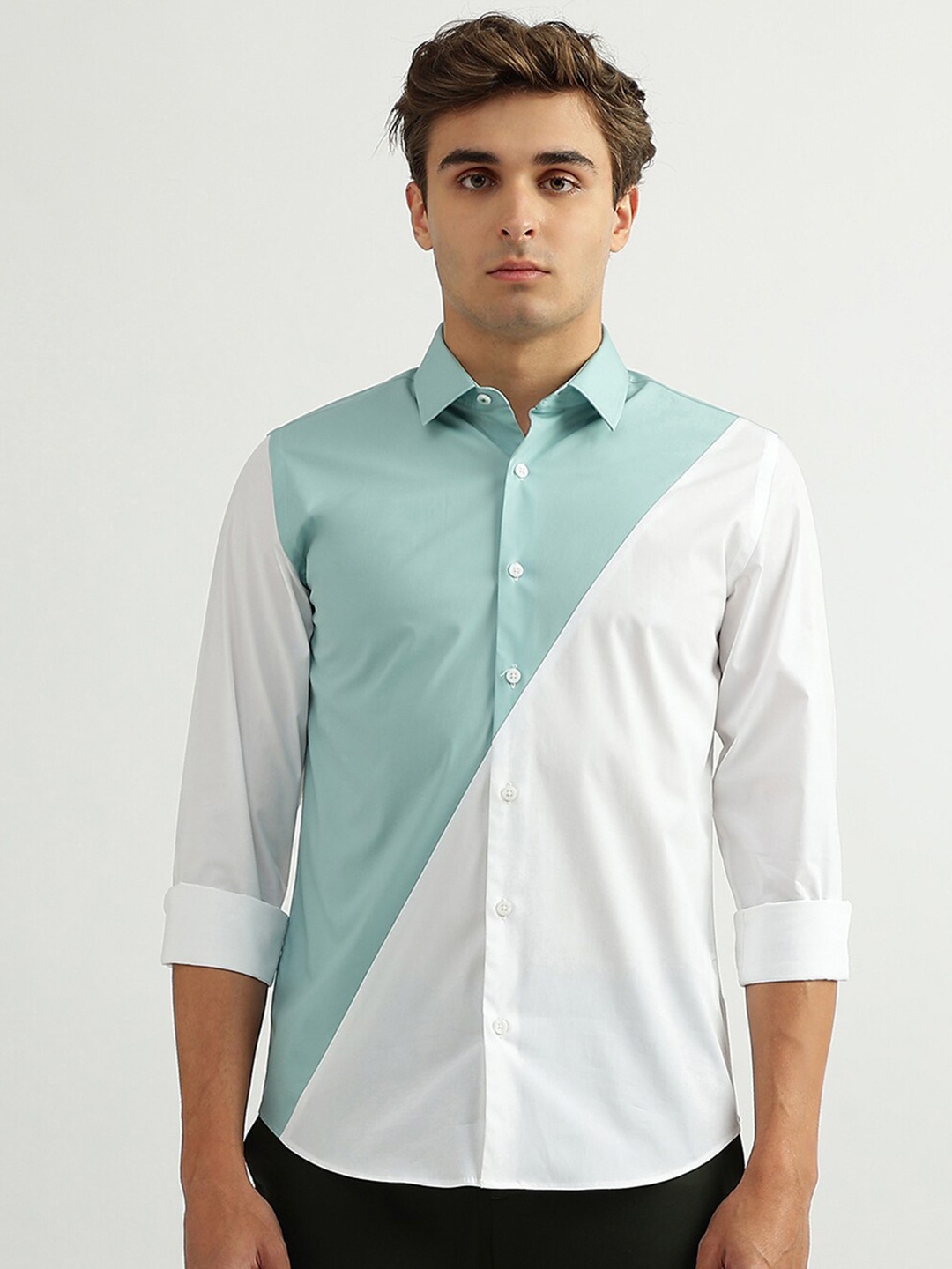 

United Colors of Benetton Men Cotton Colourblocked Casual Shirt, White