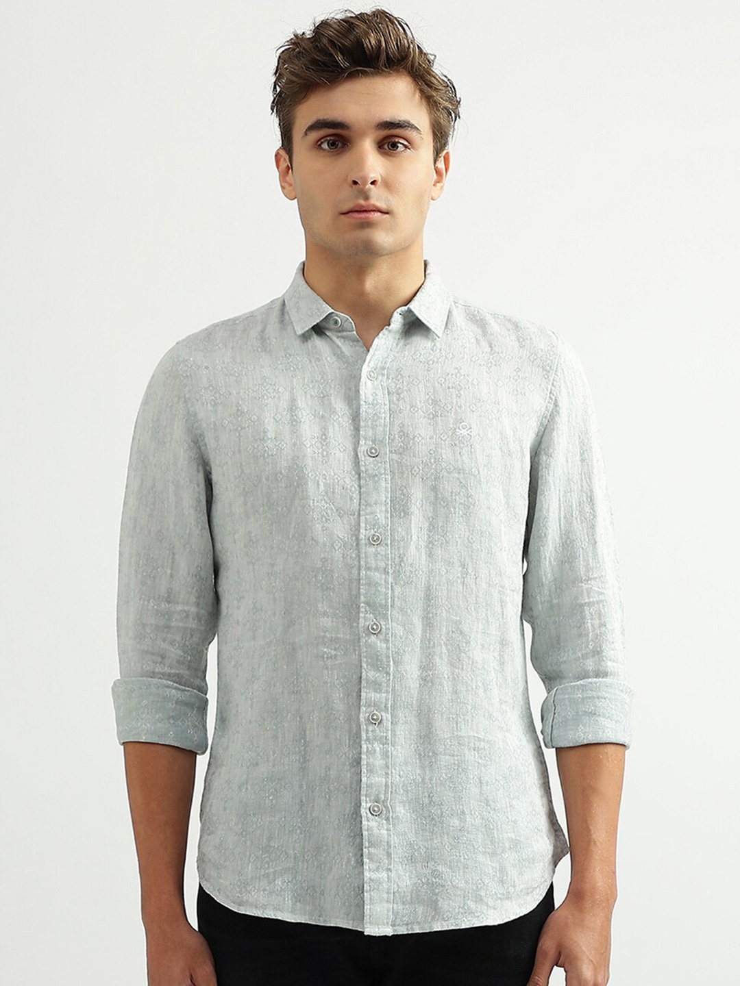 

United Colors of Benetton Men Green Slim Fit Casual Shirt