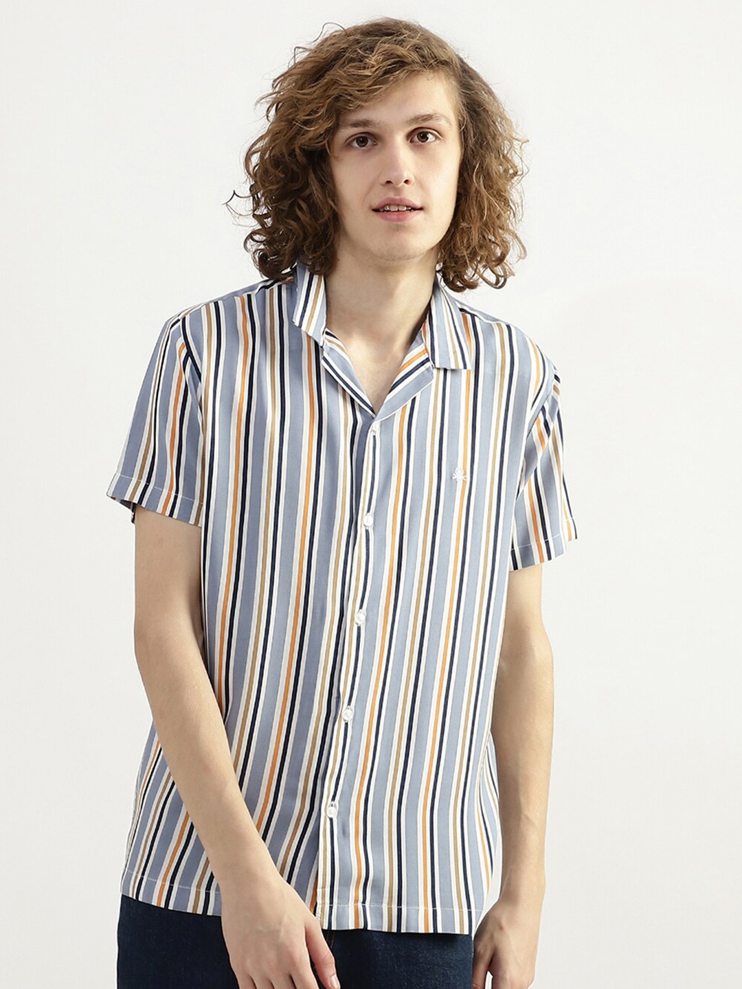 

United Colors of Benetton Men Striped Casual Shirt, Blue